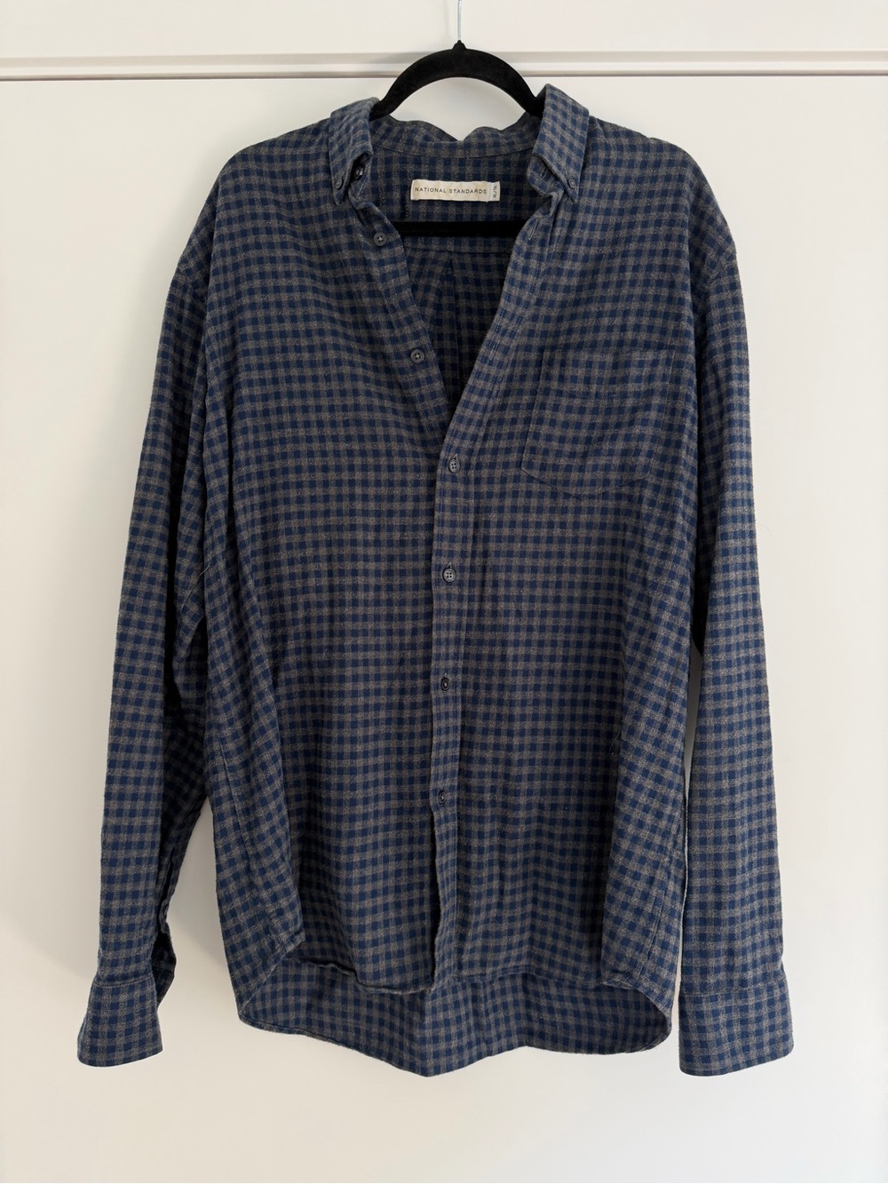 National Standards Men’s Blue Check Flannel Button-Up Shirt Size XL